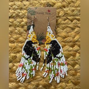 Seed Bead Crow Earrings 🪶
